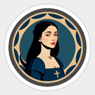 Beautiful Renaissance Woman Wearing a Blue Gown Sticker